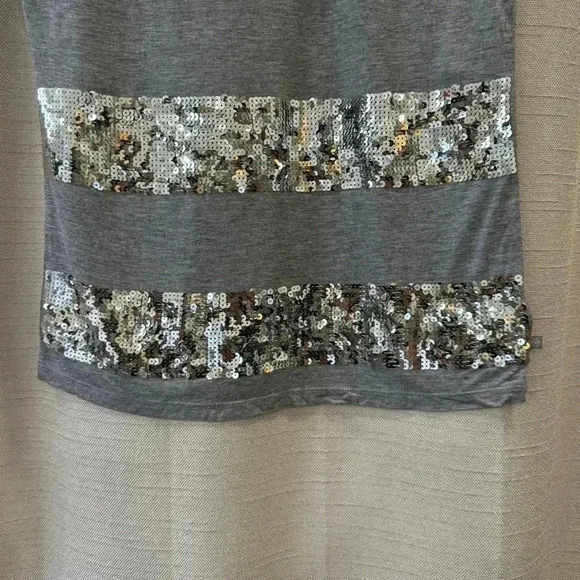 Michael Kors Striped Sequin Sleeveless Boatneck Top Gray Size Small - Picture 6 of 7